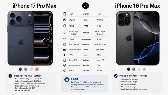 iPhone 17 Pro Max 16 Pro Max Vergleich