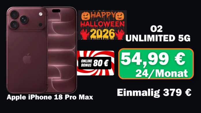Apple iPhone 18 Pro Max mit Allnet-Flat (o2) bei MediaMarkt